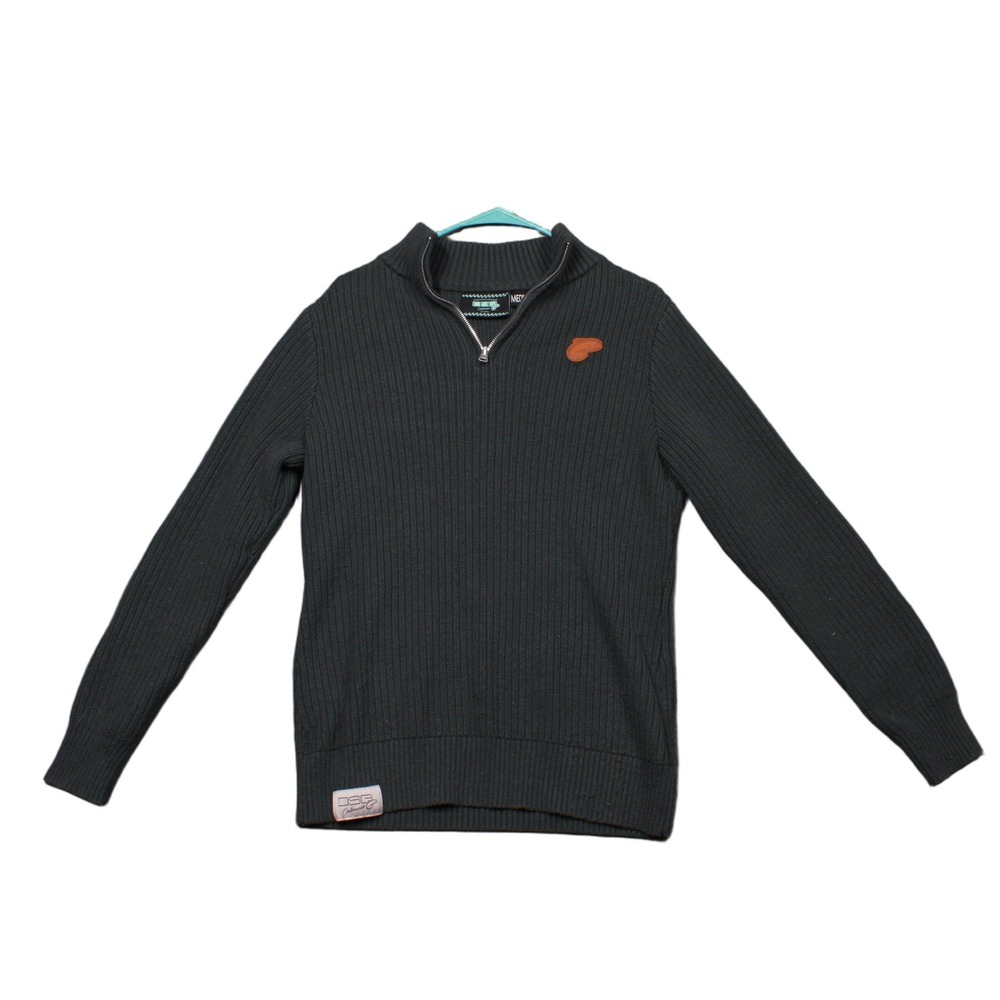 DSG Outerwear Mens Medium Charcoal Gray Ribbed Quarter Zip Sweater Pullover